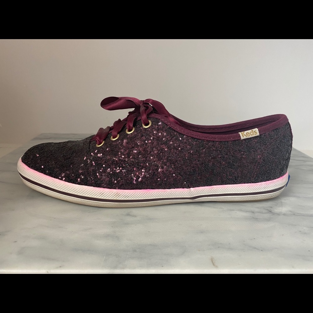 Kate Spade Burgundy Glitter Keds